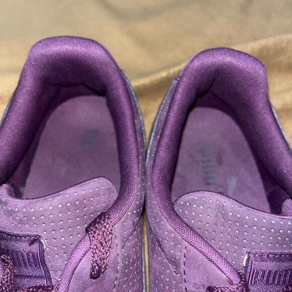 Puma Roma Mono Translucent Suede Sneakers Womens 6.5 Purple Clean Rare Shoes Gym - Picture 16 of 16